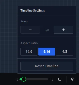 Timeline settings panel