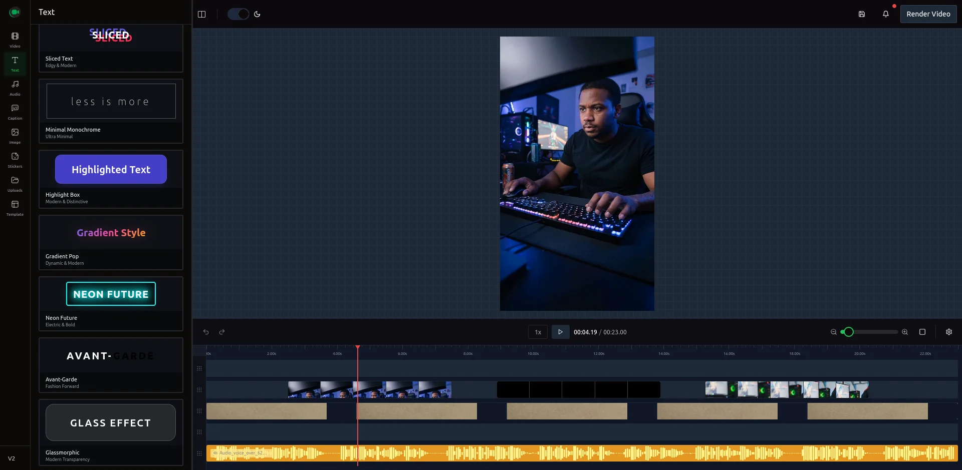Video editor main interface